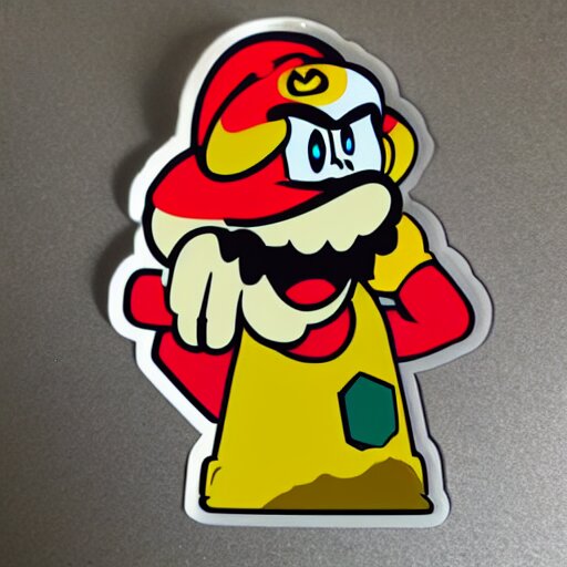 die cut sticker, bowser is mario 