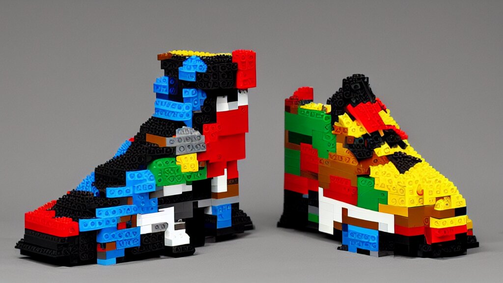 sneaker made out of lego, art deco, digital harlem renaissance 