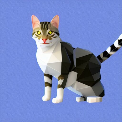 cat, white background, isometric, low poly