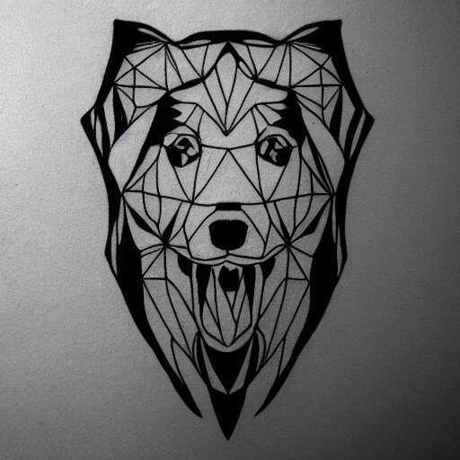 tattoo design, stencil, tattoo stencil, traditional, a world famous tattoo of a geometric dog