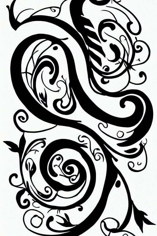 a simple tattoo design of birds flying in a 8 spiral, black ink, logo 