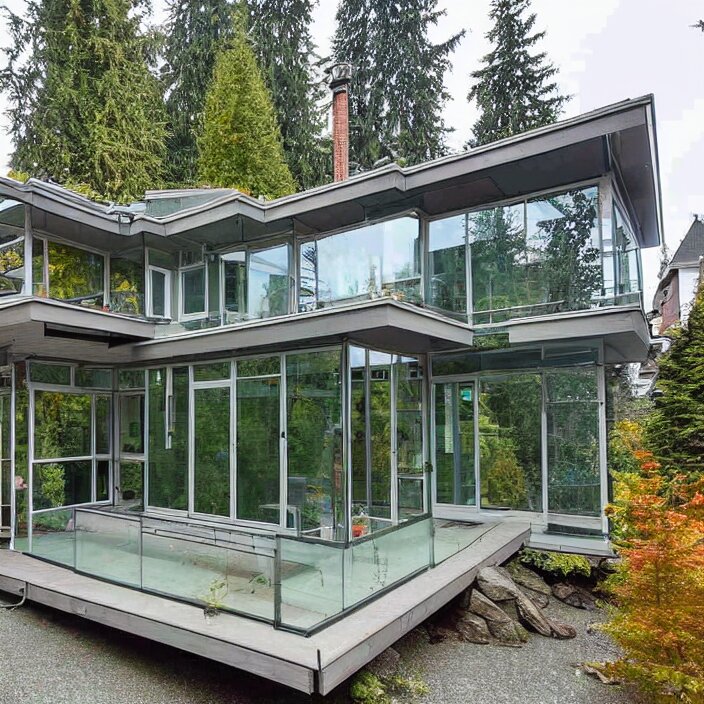 glass house on stilts at 2875 adanac.st vanvcouver,british columbia,canada