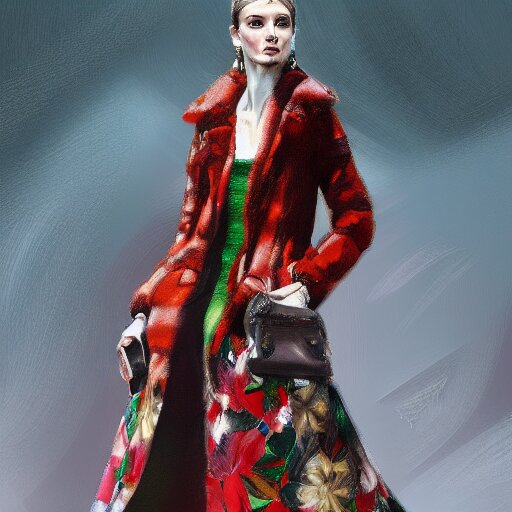 Russian fashion, gucci catwalk, oil painting, digital art, ultradetailed, artstation