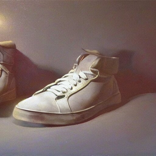 ultra realistic painting of sneakers, art by frank frazetta, 4 k, ultra realistic, highly detailed, epic lighting 