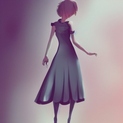 A woman wearing a dress, ArtStation trending, detailed, digital art, calm colors,