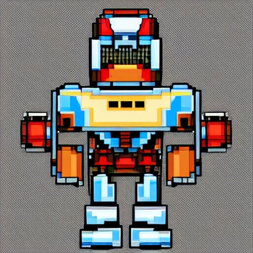 robot knight, highly detailed pixel art, 1 2 8 bit 