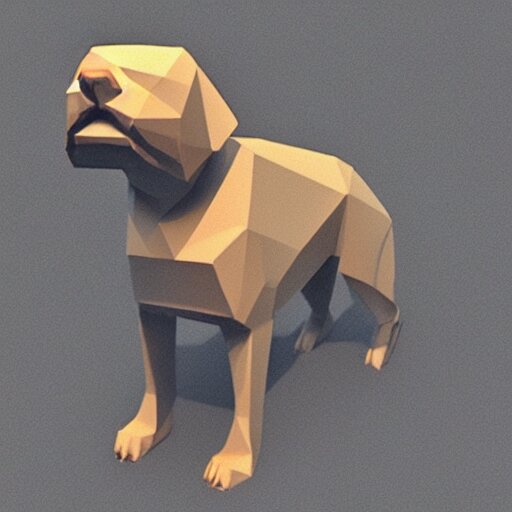 a dog, low quality, 3 d render, low poly, sad 