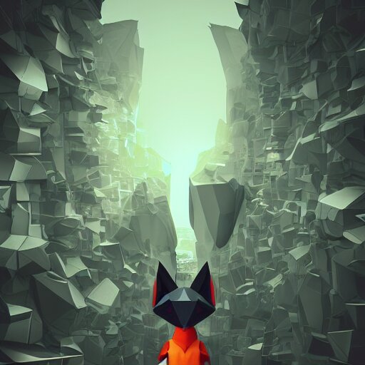 Playstation 1 PS1 low poly graphics portrait of furry anthro anthropomorphic wolf head animal person fursona wearing clothes in a futuristic foggy low-poly city alleway