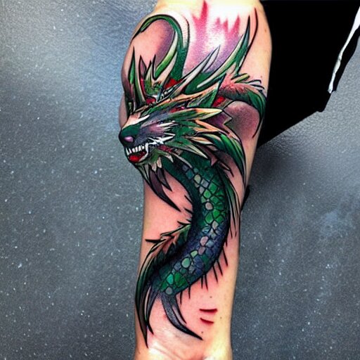 Lexica - Dragon tattoo around arm