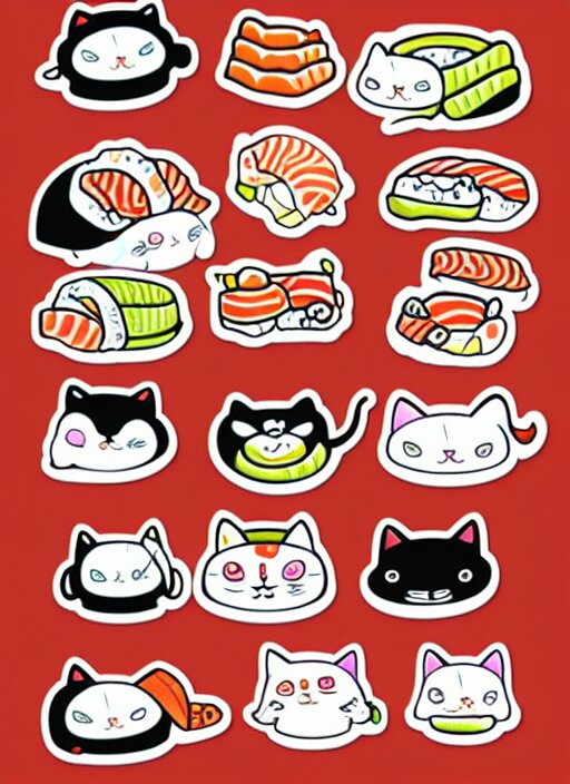 sushi cats sticker sheet 