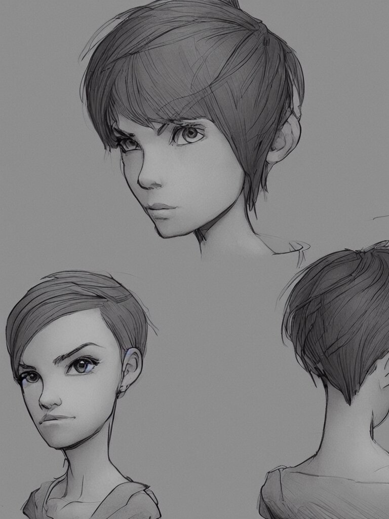 haircut by disney concept artists, blunt borders, rule of thirds 