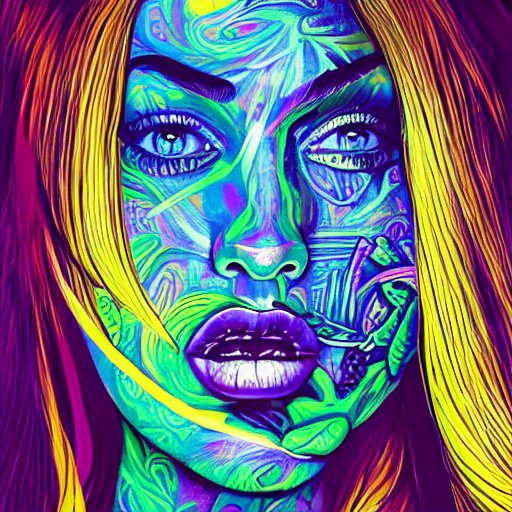 an extremely psychedelic portrait of megan fox as mgk, surreal, lsd, face, detailed, intricate, elegant, lithe, highly detailed, digital oth, sharp focus, illustration, 