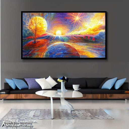 : art studio with absract painting on the wall high definition 8k hyper-realistic