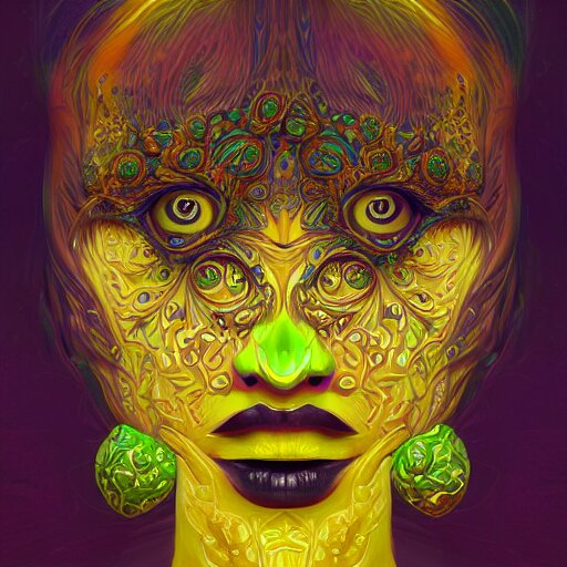 An extremely psychedelic portrait of A lemon, surreal, LSD, face, detailed, intricate, elegant, lithe, highly detailed, digital painting, artstation, concept art, smooth, sharp focus, illustration