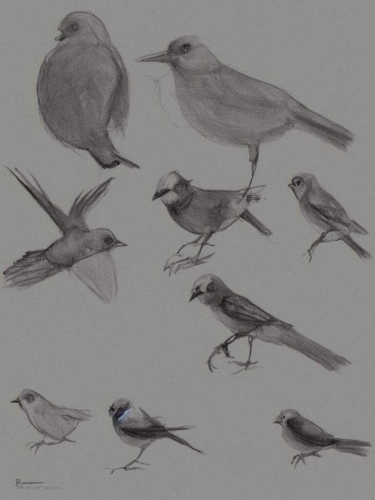 bird and boy sketches by concept artists, blunt borders, rule of thirds, whimsical, light and shadow, backlighting 