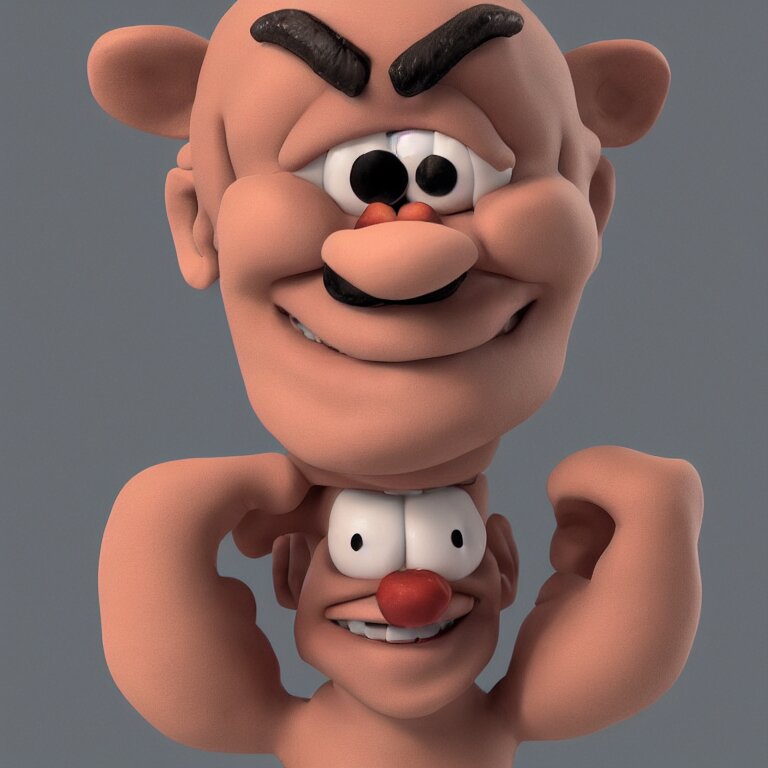 claymation character devin montes smiling cartoon head 