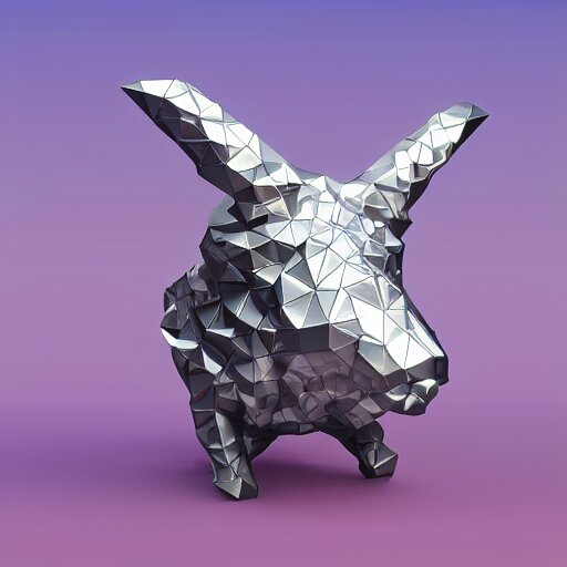 a metallic crystal creature, 4K HD, low poly