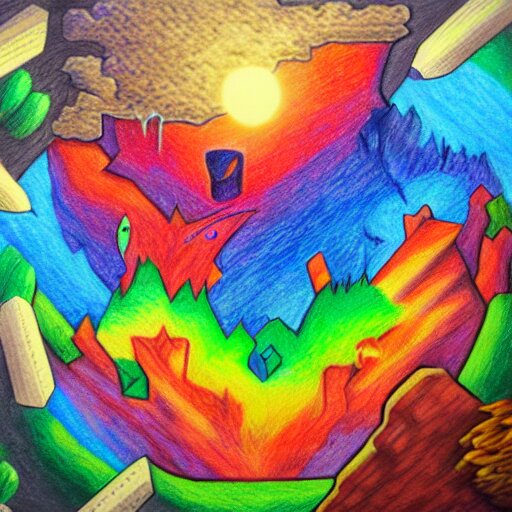  Colored pencil art on paper, Terraria Logo, highly detailed, artstation, MasterPiece, Award-Winning, Caran d'Ache Luminance