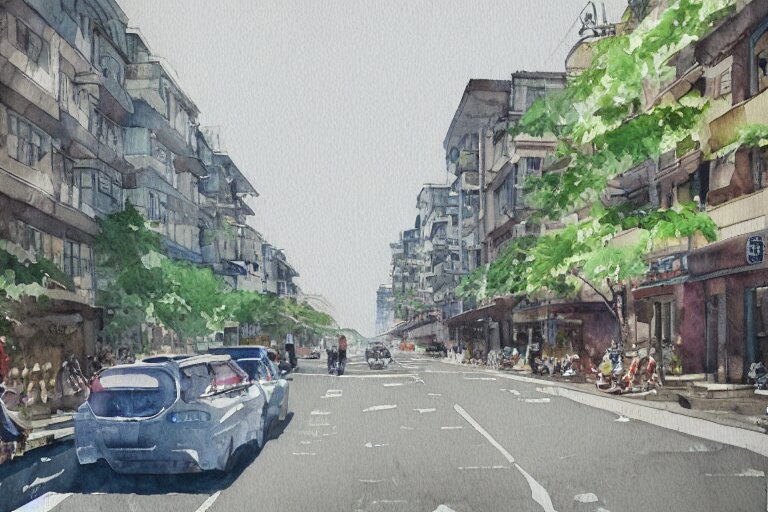 nanshan road summer watercolor trending on artstation 