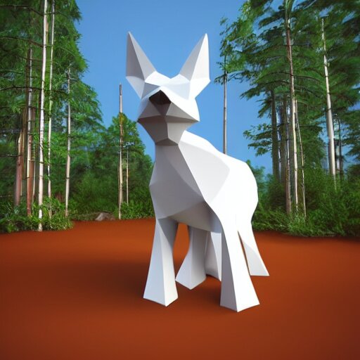 cute 3 d low - polygon render of a forest animal, smooth white background, soft focus, centered 