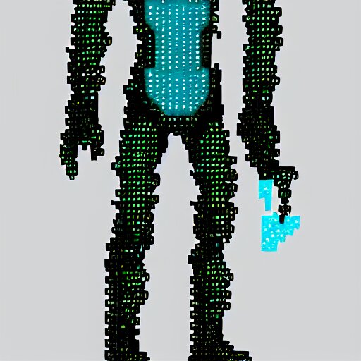 cyberpunk character, pixel art, full  body