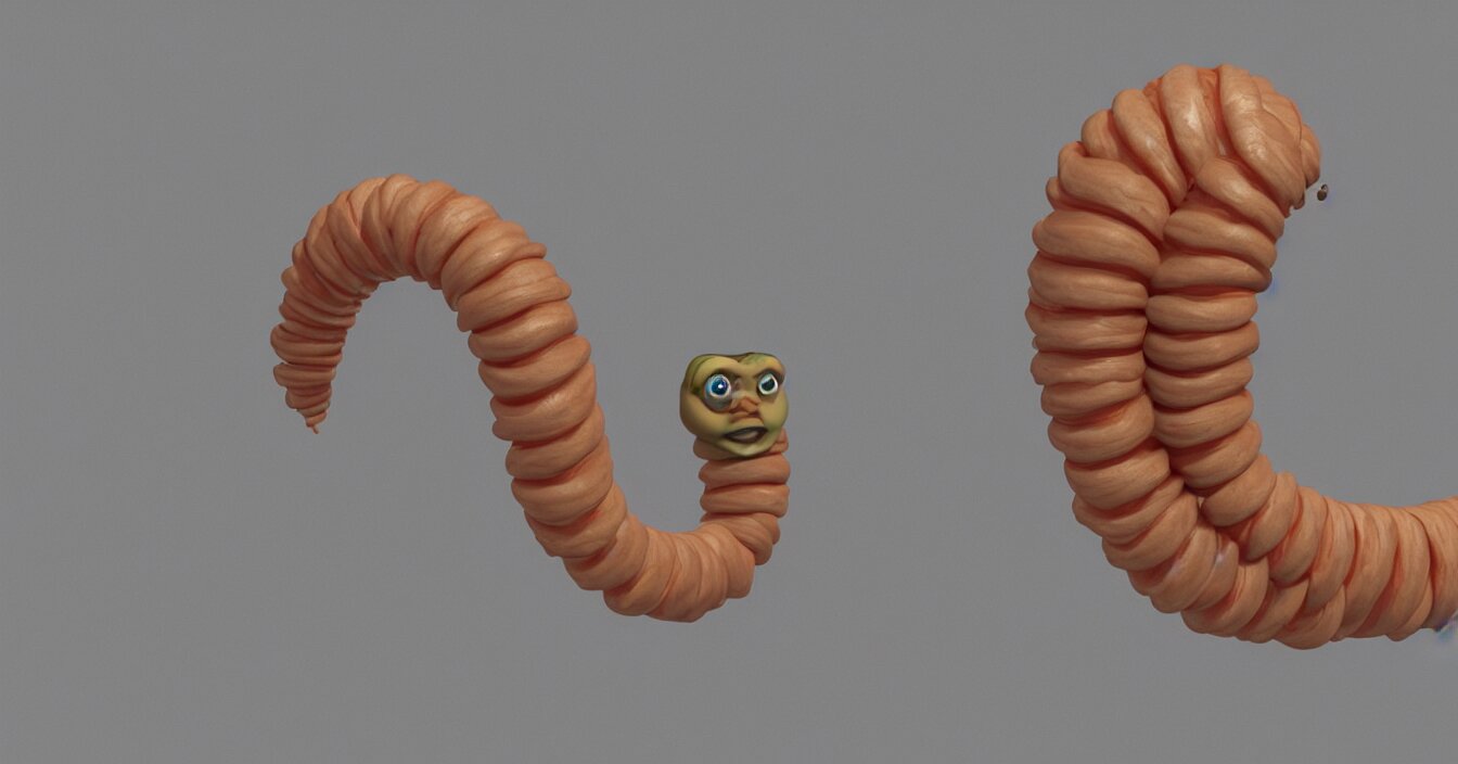 Apple worm with face of Donald Trump, render in Vray