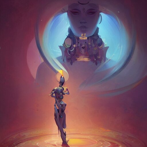 a beautiful illustration of a humanoid robot monk by pete mohrbacher and guweiz and josan gonzalez, graphic novel 