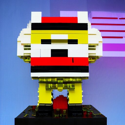 a xi jinping lego statue, in the style of synthwave, auoroacore, power, 