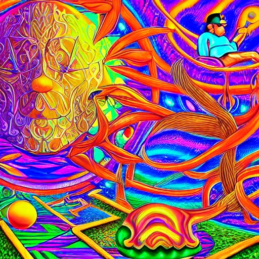 painting of mario relaxing by alex grey, psychedelic, vibrant, digital art, acrylic, 