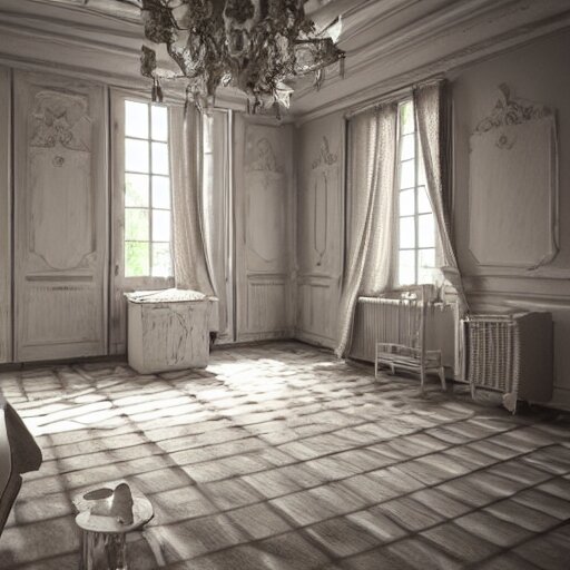 a detalied 3 d render of a shabby chic room, by valentin franke, ilya galinsky trending of artstation, photorealism, fashion photography 