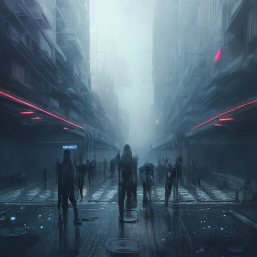 Lexica - Futuristic bleak dystopian city military checkpoint, altered ...