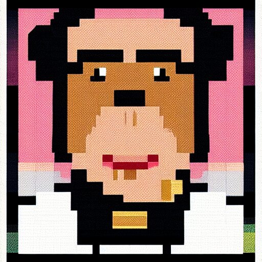 8 - bit, realistic self portrait, astronaut with a chimpanzee. 