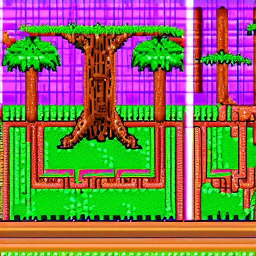 pixel art redwoods, nintendo style 