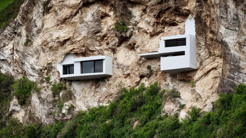 house built on the side of a cliff, award winning photo