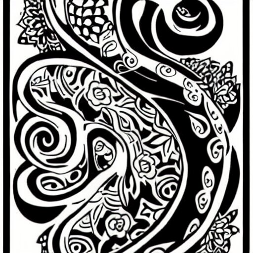 tattoo design, stencil, tattoo stencil, traditional, a snake surrounded by flowers