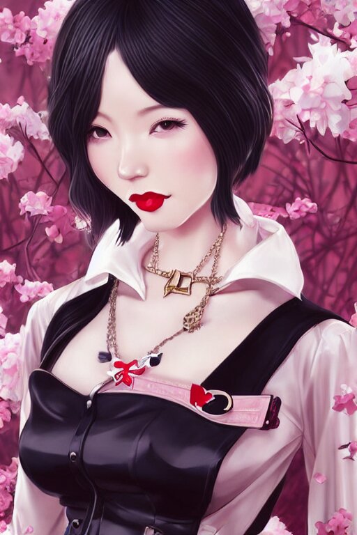 a pin up and beautiful fashion dreamlke japan girl with lv jewelry, character art, art by artgerm and wlop and and ilya kuvshinov, hyperdetailed, 8 k realistic, symmetrical, frostbite 3 engine, cryengine, dof, trending on artstation, digital art, chanel, dior, fantasy background 