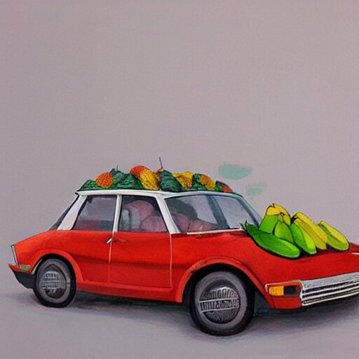 car made of fruits, artstation 