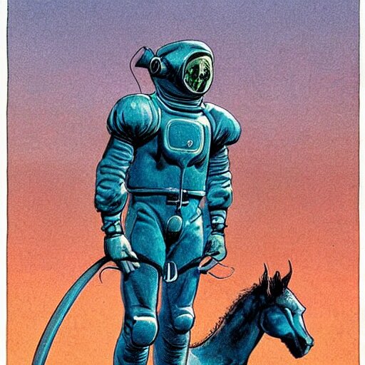 Lexica - Centaur wearing a spacesuit. Concept art by James Gurney and ...