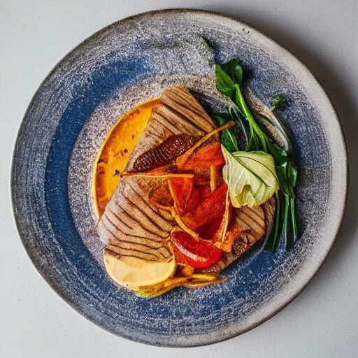 a nice big plate that is almost empty, culinary art photography 