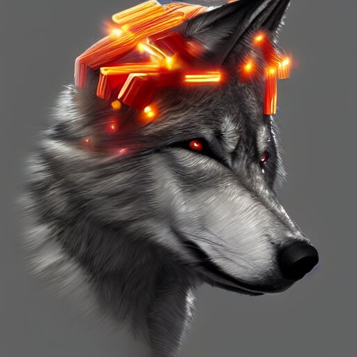 a robotic wolf smoking a cigarette vibrant lighting, elegant, highly detailed, smooth, sharp focus, illustration, beautiful, geometric, trending on artstation, full body, cinematic, artwork by borovikovsky 