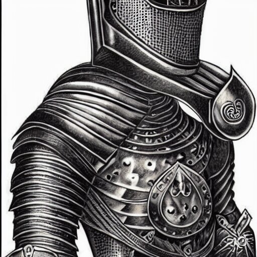 A german knight in armor designed by alex grey, tattoo, tattoo art, Black and grey tattoo style