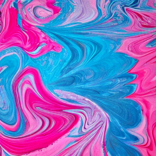 wet paint marbling, vibrant pink and blue duotone 