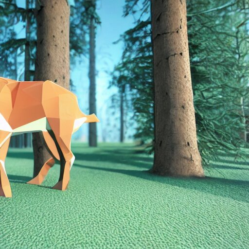 cute 3 d low - polygon render of a forest animal, smooth white background, soft focus, centered 