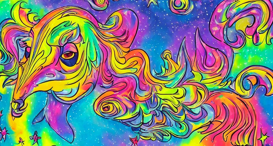 lisa frank painting in the style of bosch 