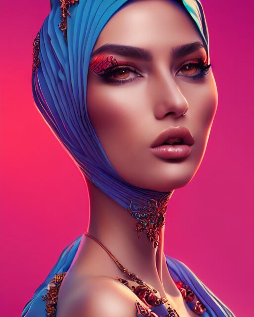 richly detailed color illustration of very very very very very beautiful Arab fashion model illustrated by Artgerm and Mina Petrovic and Timothy Kong and Marina Federovna. 3D shadowing