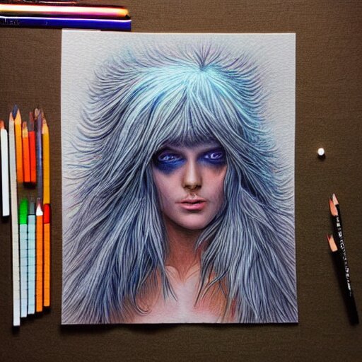  Colored pencil art on paper, Druid, highly detailed, artstation, Caran d'Ache Luminance