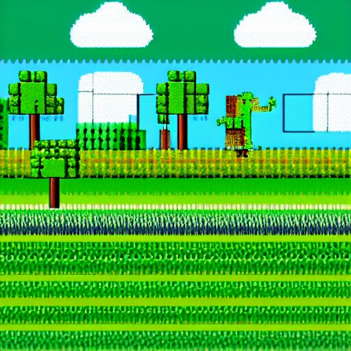 8-Bit Green Meadows with azure sky