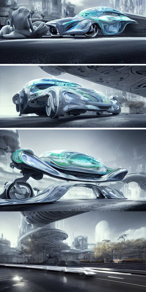 sci-fi 3d organic car and wall structure car, in the coronation of napoleon painting, and digital billboard in the middle. octane render pinterest, keyshot product render, water reflections gloss shiny in luquid