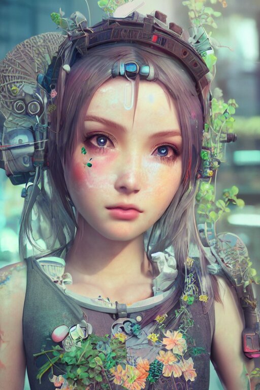 solarpunk girl kawaii, ultra realistic, concept art, intricate details, highly detailed, photorealistic, octane render, 8 k 