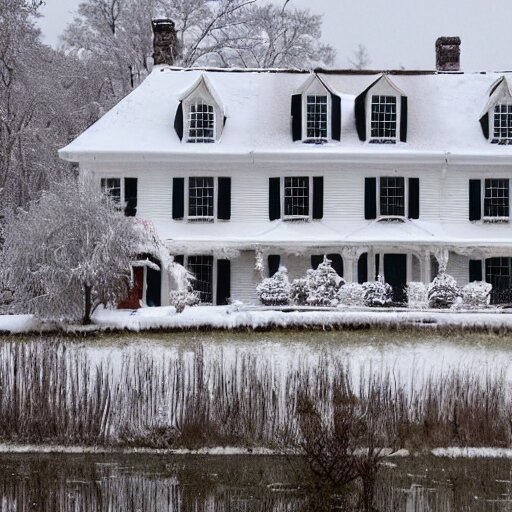 winter colonial house, 